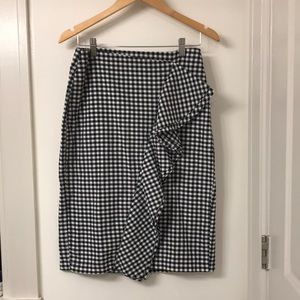 Black & White Ruffled Gingham Pencil Skirt Sz 4